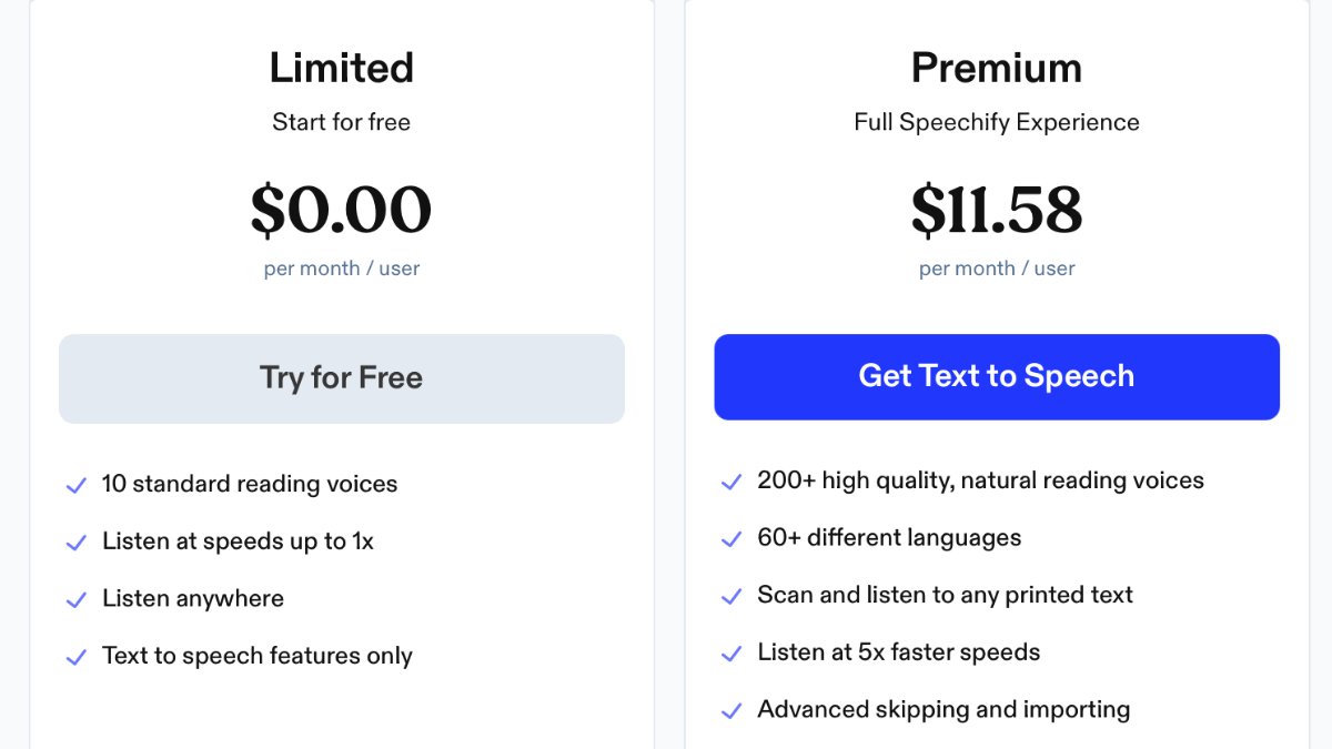 speechify cost
