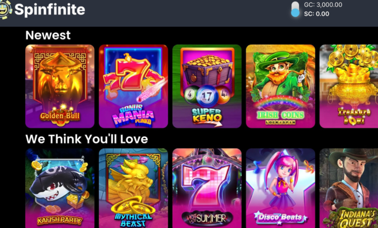 sweepstakes casino bonus spinfinite